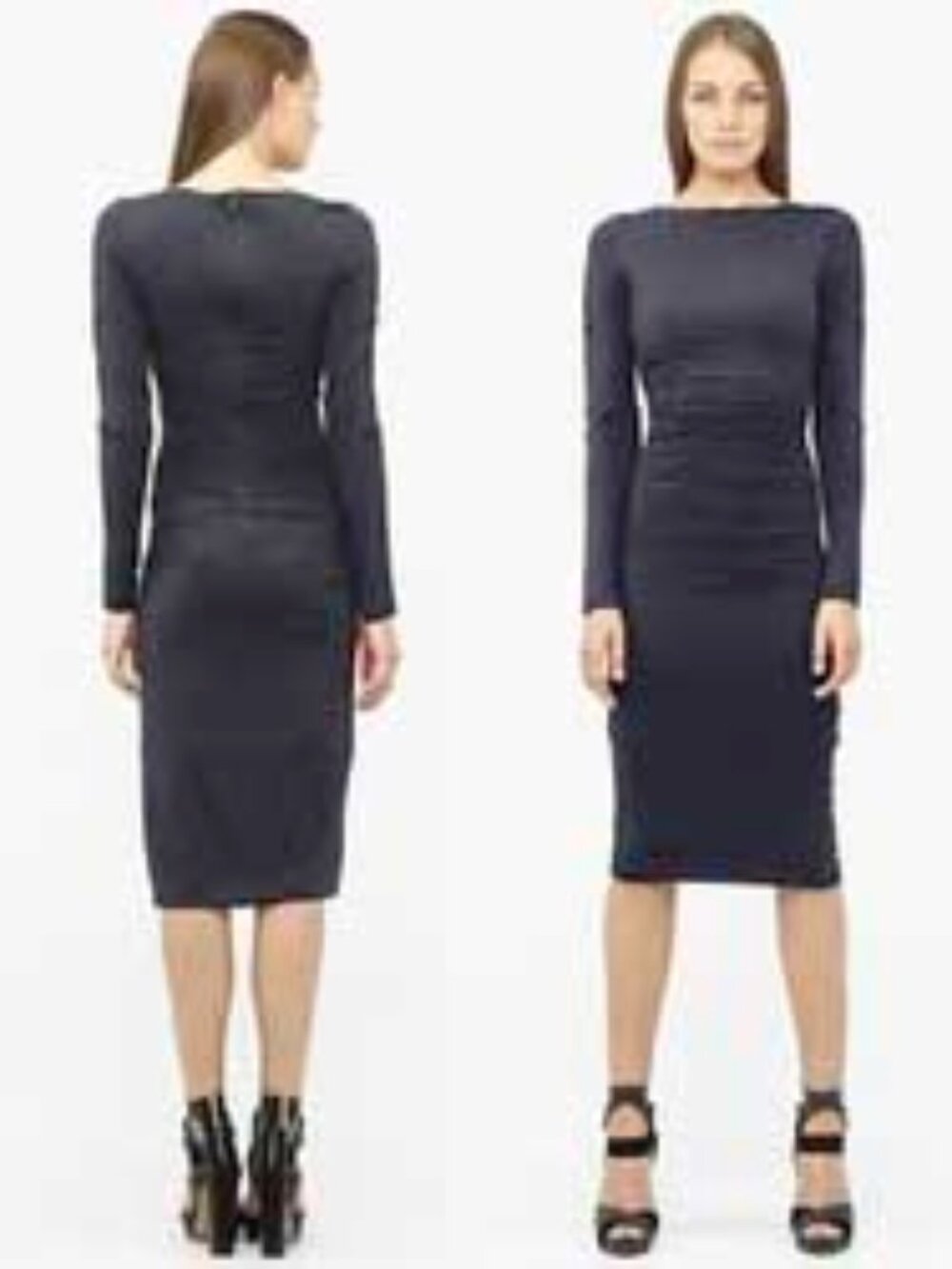 Nicole Miller Collection Women's Grey Knit Jersey Tube Dress Long Sleeves P